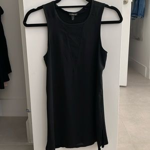 Express women size XS long hem sleeveless tank black top with sheer keyhole